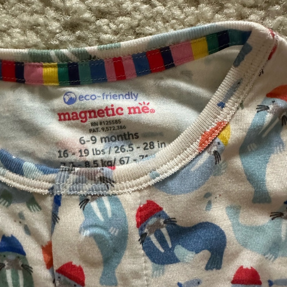 Magnetic Me Captain Wally Print Footed Pajamas - Blue, Green, Red, Yellow - Picture 3 of 3